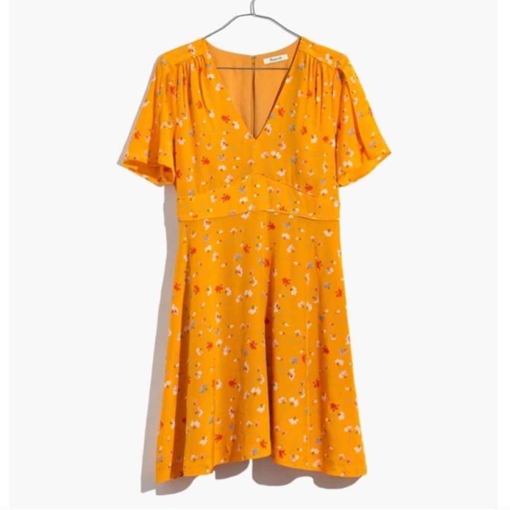 Madewell yellow silk belladonna print mini dress